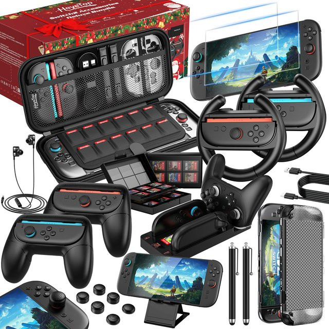 21 in 1 Zubehörset für Nintendo Switch 2 mit EVA Case in Schwarz - Bild 1