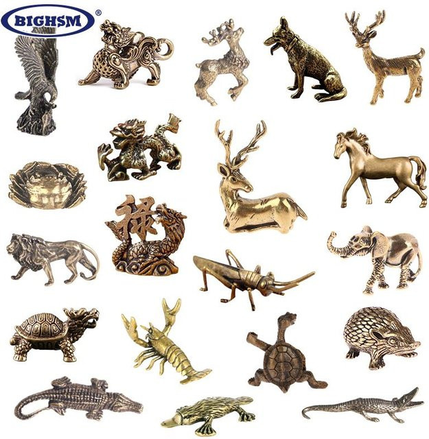 BIGHSM Messing Miniatur-Figur Mythologische Tiere als Feng Shui Ornament für die Dekoration in Gold - Bild 1