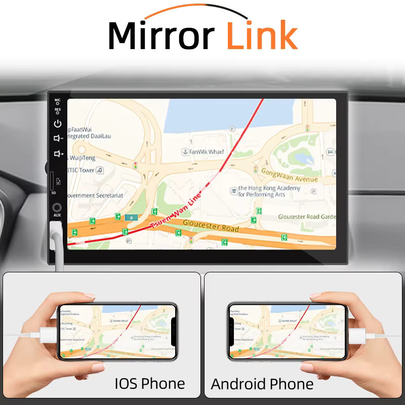 Hippcron 7 Zoll Autoradio MP5-Player mit Touchscreen, Bluetooth, USB und Aux-Eingang in Schwarz - Bild 3