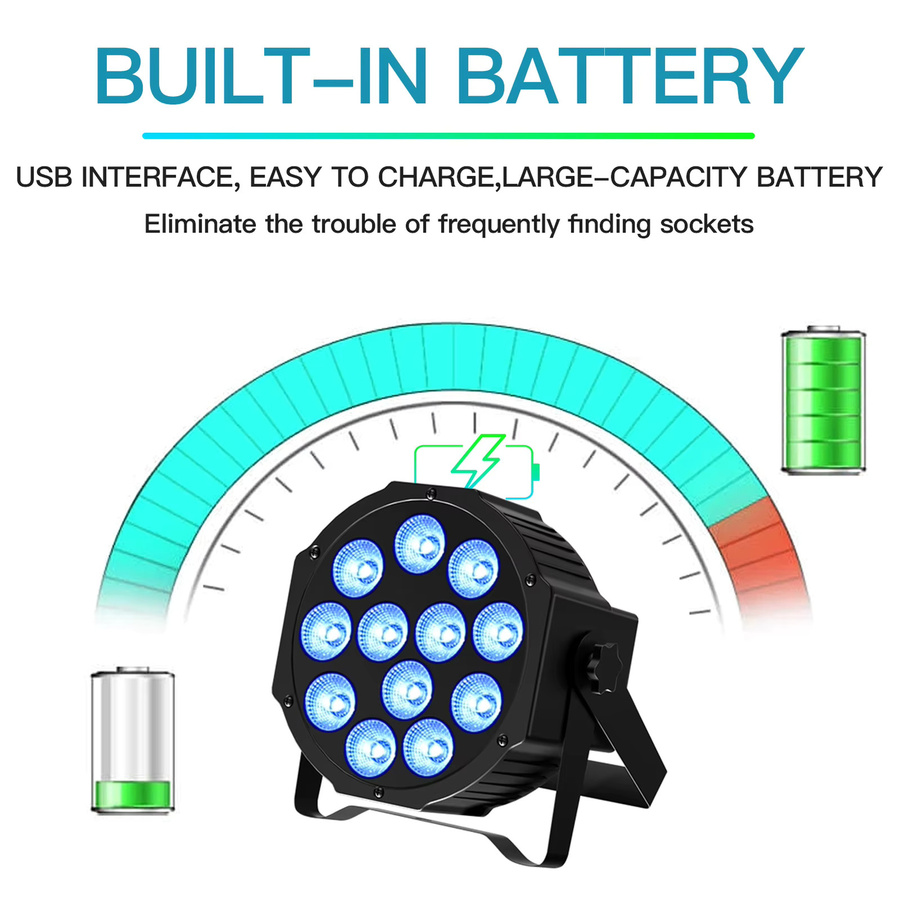 U'King 8er Set Batterie LED Par Licht RGBW mit Fernbedienung und Montagehalterung, Schwarz/Multicolor, für DJ, Party, Hochzeit und Geburtstag - Bild 4