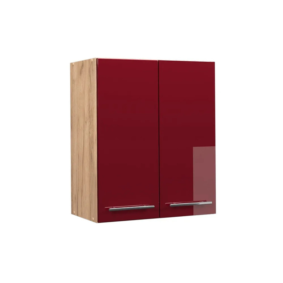 Vicco Hängeschrank Fame-Line Küchenschrank in Eiche Rot Bordeaux Hochglanz mit Softclose-Scharnieren und Einlegeboden, Breite: 60 cm - Bild 3