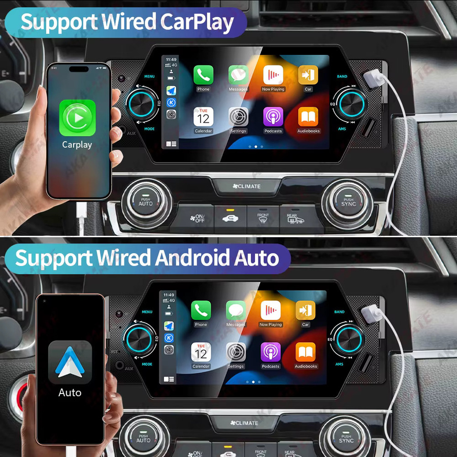 AKAMATE Autoradio mit 5 Zoll IPS Touchscreen, CarPlay, Android Auto, MP5 Multimedia Player, Bluetooth und Mirrorlink, Schwarz, 2DIN Universal - Bild 2