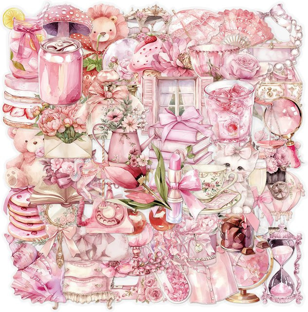 Rspctou Cartoon Rosa Märchensticker-Set, transparent, pink - Bild 1