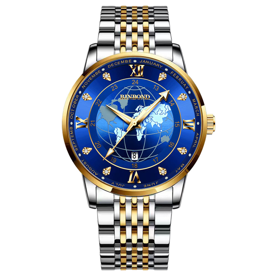 BINBOND Armbanduhr, Quarz, Edelstahl, Bicolor, Blau, Herren - Bild 7