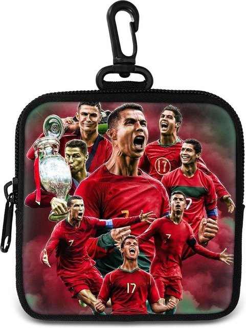 Muli Pack Ronaldo Muster Federmäppchen in Rot als große Kapazität Stiftebeutel und Make-up Tasche für Schüler und Sportfans - Bild 1