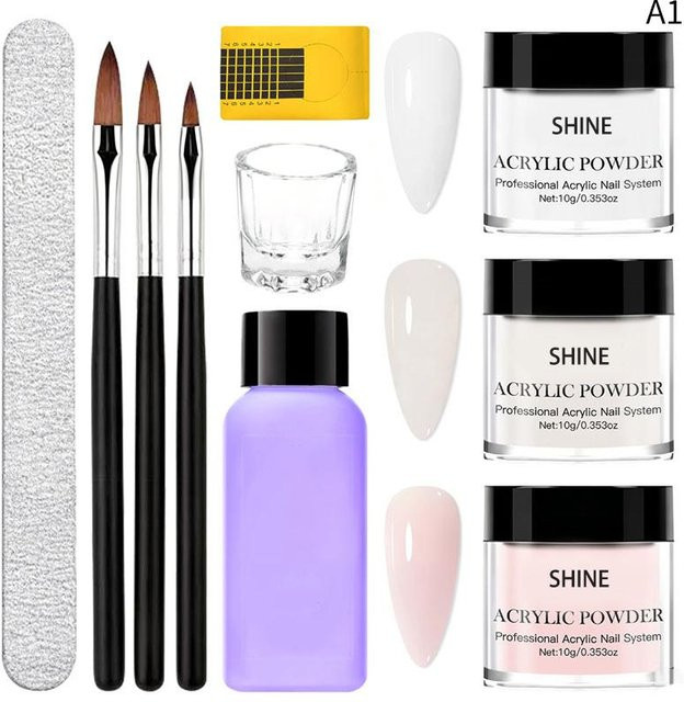 Lunchi Acrylpulver Nagelsystem Set, Nude Rosa, mit Monomer - Bild 1