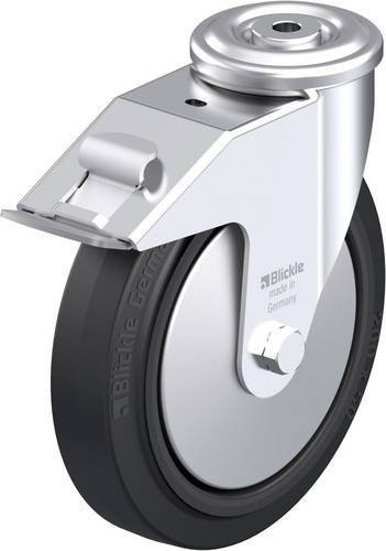 Blickle Stahlblech-Lenkrolle LER-POEV 200R-FI-FA in Schwarz und Silber, Rad-Durchmesser: 200 mm, Tragfähigkeit: 300 kg - Bild 1