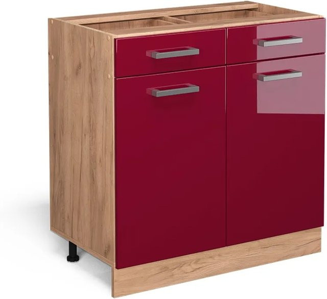 Vicco Küchenunterschrank R-Line in Bordeaux mit Goldkraft-Elementen, Breite: 80 cm - Bild 2