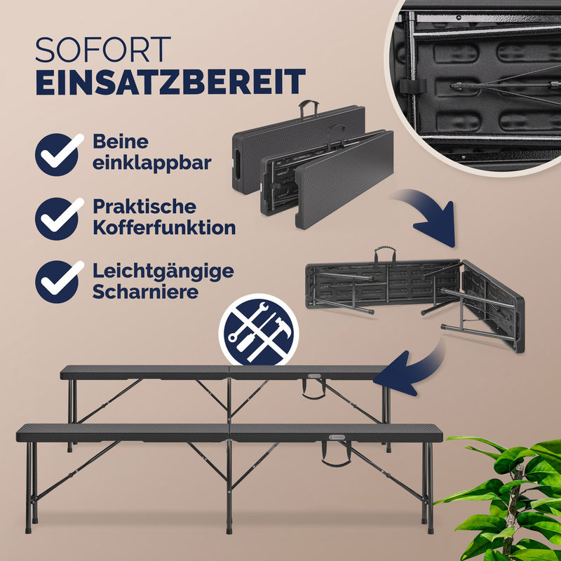 Casaria Rattanbänke Malmö 2er-Set in Schwarz aus Polyrattan mit UV-Beständigkeit, Breite: 180 cm - Bild 4
