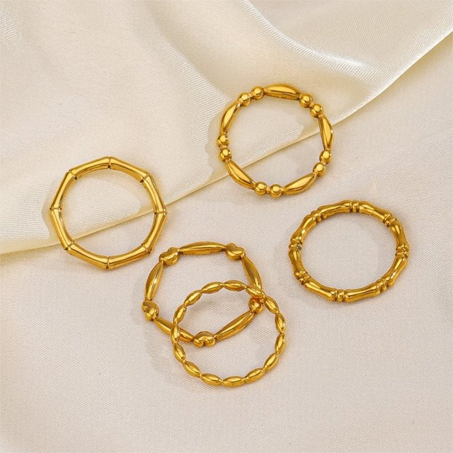 ANENJERY Ringe Edelstahl, Gold, Damen - Bild 1
