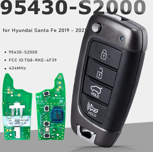 KEYECU Smart Remote Key Fob 95430-S2000 OEM Board für Hyundai Santa Fe 2019 2020 2021, Farbe: Schwarz, 434 MHz, FCC ID: TQ8-RKE-4F39 - Bild 1