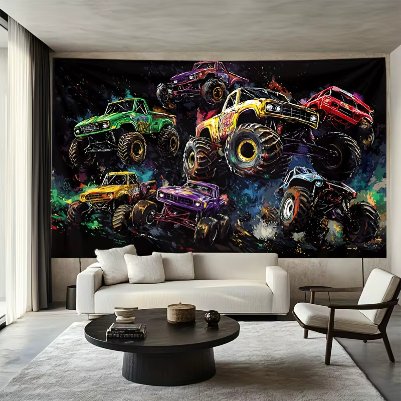 VIKAMA Wandteppich Off-Road Monster Truck, minimalistische Wanddekoration in Multicolour, B/H: 60 x 40 cm - Bild 3