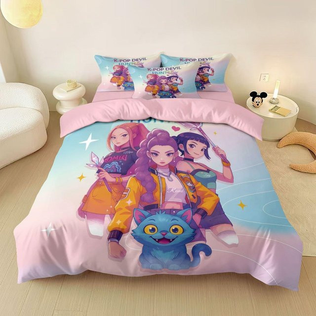 SH Boutique Anime Bettwäsche-Set Rumi Dämonenjäger, 4-teiliges Set aus Polyester, Mehrfarbig, B/H: 150 x 200 cm - Bild 1