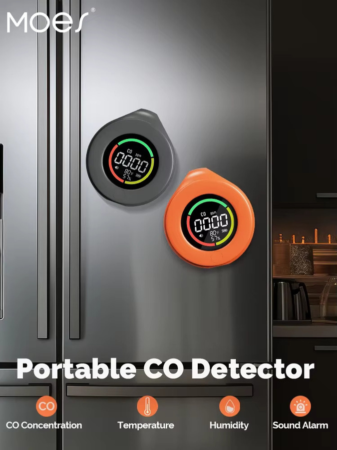 MOES Mini 3-in-1 Tragbarer Kohlenmonoxid-Detektor Reise-Messgerät für Temperatur, Feuchtigkeit und CO in Orange mit Magnetischer Befestigung und 120 Stunden Standby - Bild 6