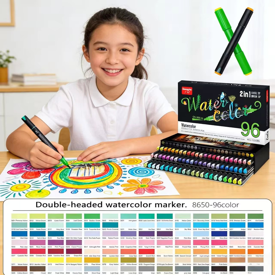GuangNa Wasserfarben-Markerstifte Set mit 96 Farben, doppelköpfige Kunstmarker für Skizzen und Scrapbooking, Mehrfarbig - Bild 5