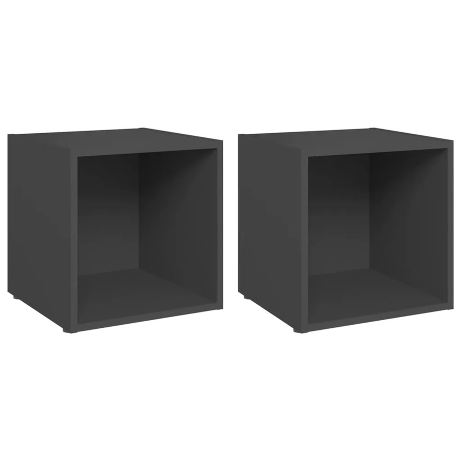 vidaXL TV-Schränke Set aus Holzwerkstoff, 2 Stück, Grau, B/T/H: 37 x 35 x 37 cm - Bild 2