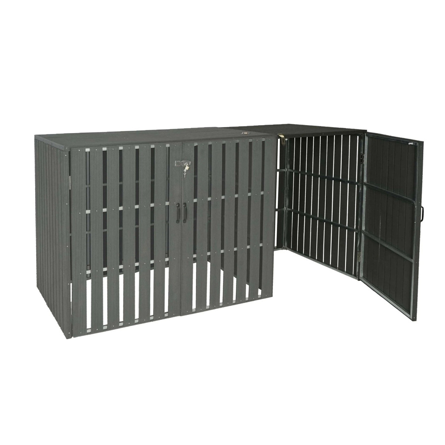 MCW WPC Mülltonnenverkleidung Erweiterung J28 Mülltonnenbox in Holzoptik Anthrazit B/T/H: 115 x 76 x 100 cm - Bild 2
