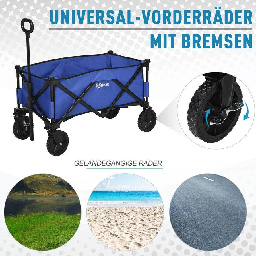 Outsunny Bollerwagen faltbar aus Stahl und Nylon in Dunkelblau B/H/L: 51 x 92 x 107 cm - Bild 4