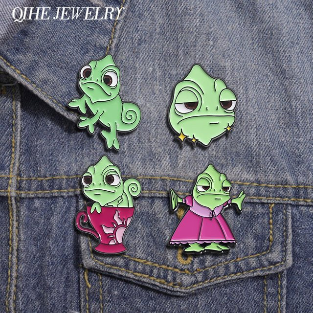 QIHE JEWELRY Brosche Prinzessin Chamäleon Eidechse Emaille, Tier - Bild 1