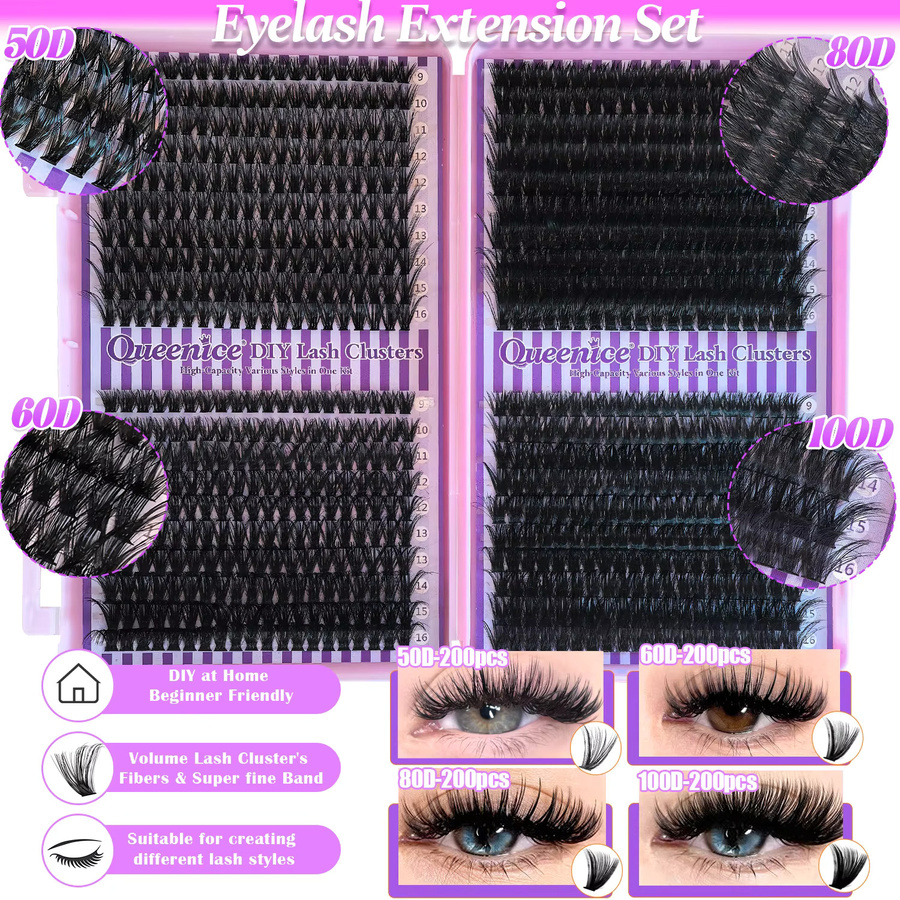 QUEENICE Wimpern-Cluster, Black, Unisex - Bild 5