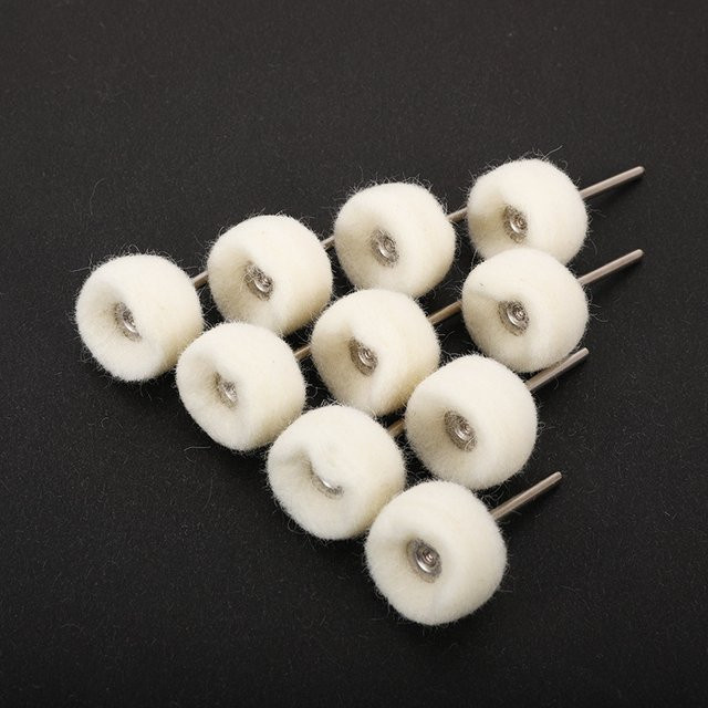 Mini Wollfaser Schleifscheiben Set in Weiß für Bohrer und Drehwerkzeuge mit 3mm Schaft - Bild 1