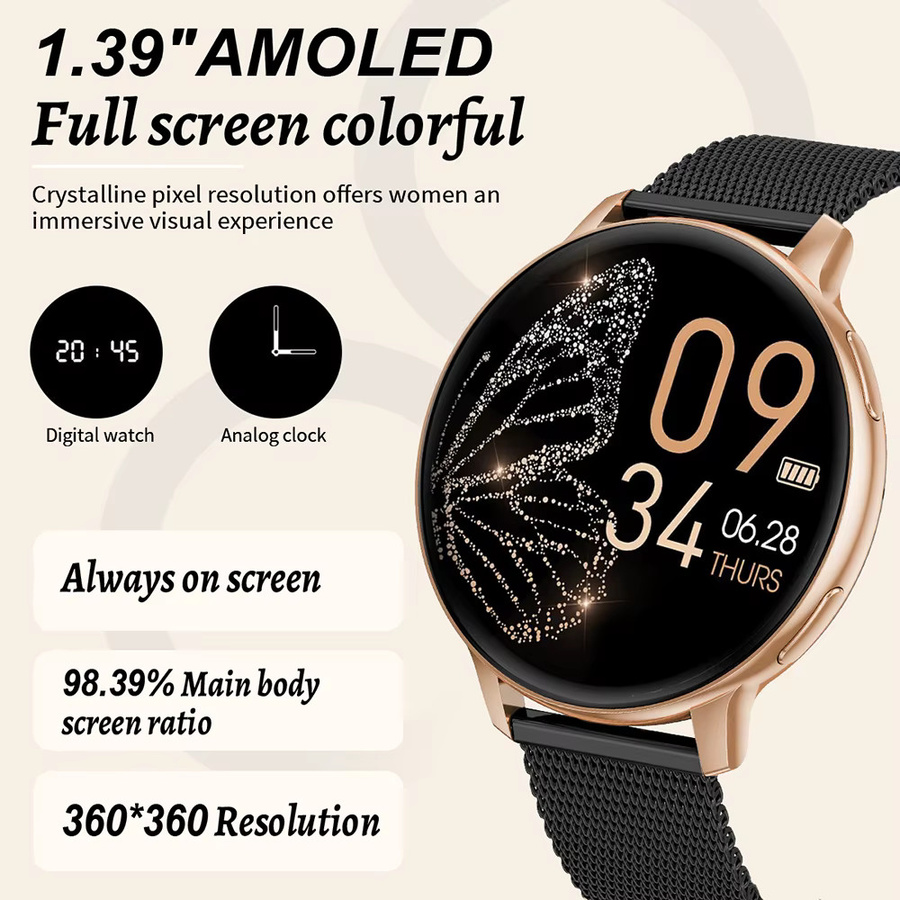 LIGE Smartwatch mit Herzfrequenz- und Schlafmonitor, Menstruationszyklus-Tracking und Schrittzähler, wasserdicht, Farbe: Grau - Bild 5
