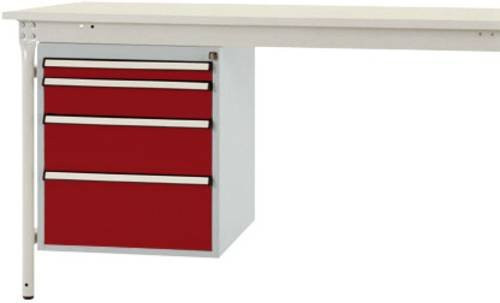 BASI Gehäuse-Unterbau stationär ZB4752.3003 in Rot mit 4 abschließbaren Schubfächern für Tischtiefe 800 mm, Nutzhöhe: 500 mm - Bild 1