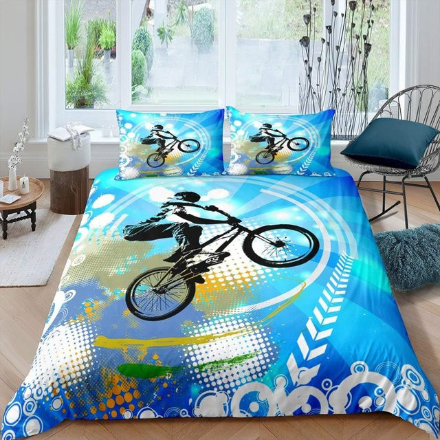 Bettwäscheset Mountainbike Extremsport für Kinder und Jugendliche, Blau, B/H: 135 x 200 cm - Bild 1