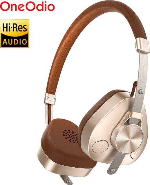 Oneodio F4 Retro Bluetooth Kopfhörer Hi-Res Audio On-Ear Headset mit Mikrofon in Weiß und Braun - Bild 1
