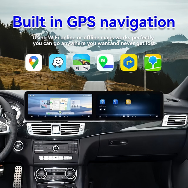 YANFU Android Carplay GPS-Navigation mit zwei Bildschirmen und Multimedia-Player für Mercedes Benz CLS-Klasse W218 X218 2012-2017 Rechtslenker, 25,6 Zoll, Schwarz - Bild 1