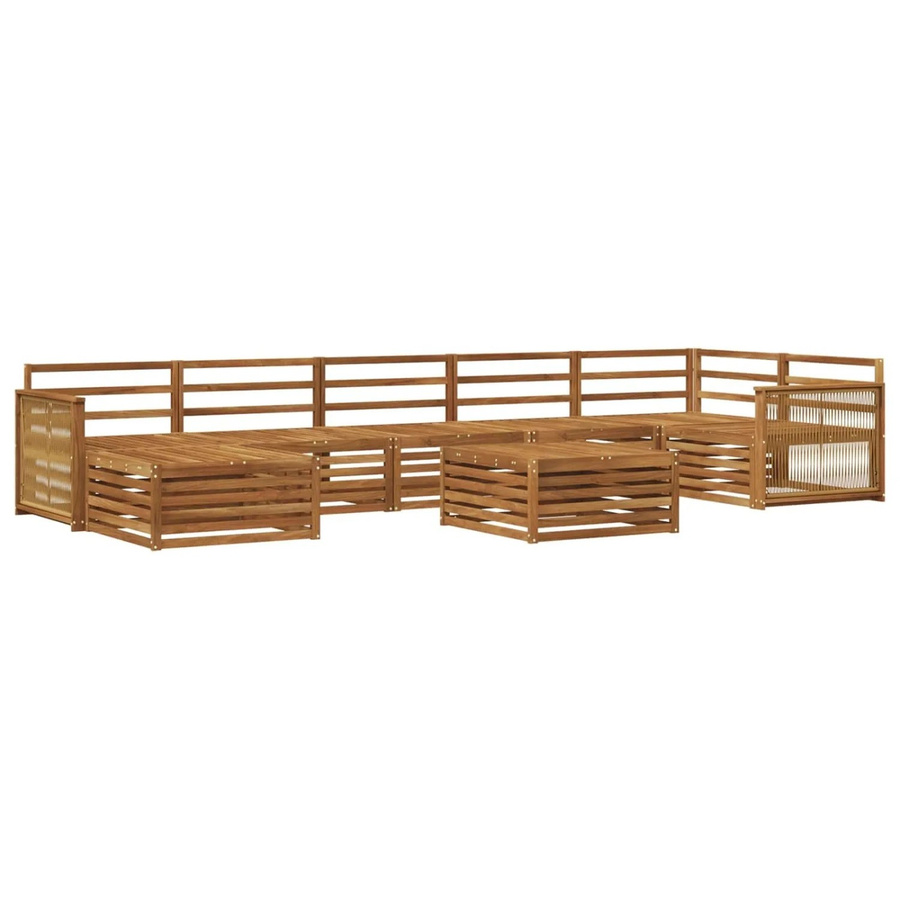 vidaXL Outdoor-Sofagarnitur aus Akazienholz in Braun, 8-teiliges L-Shape Set mit Tisch und Polstern - Bild 2