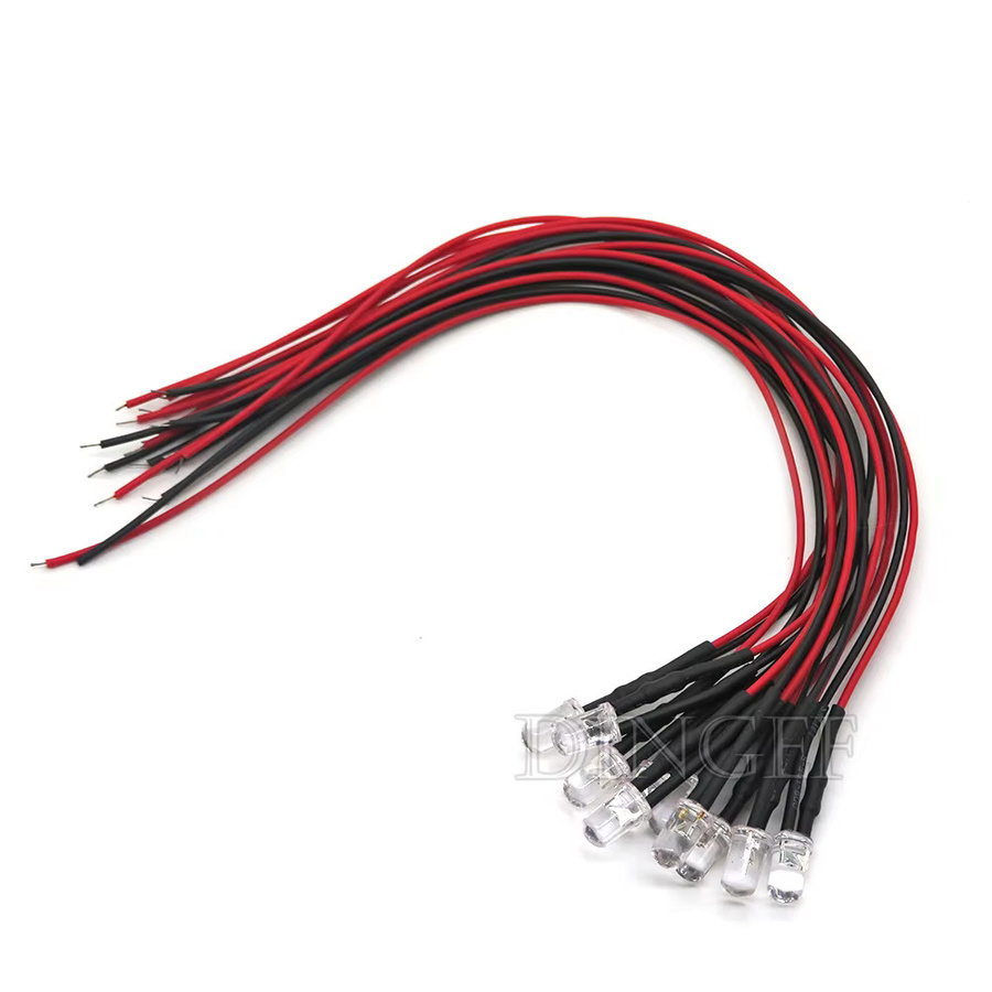 10 Stück vorverdrahtete 5mm LED Lampen in Transparent Weiß für DIY Dekorationen - Bild 2