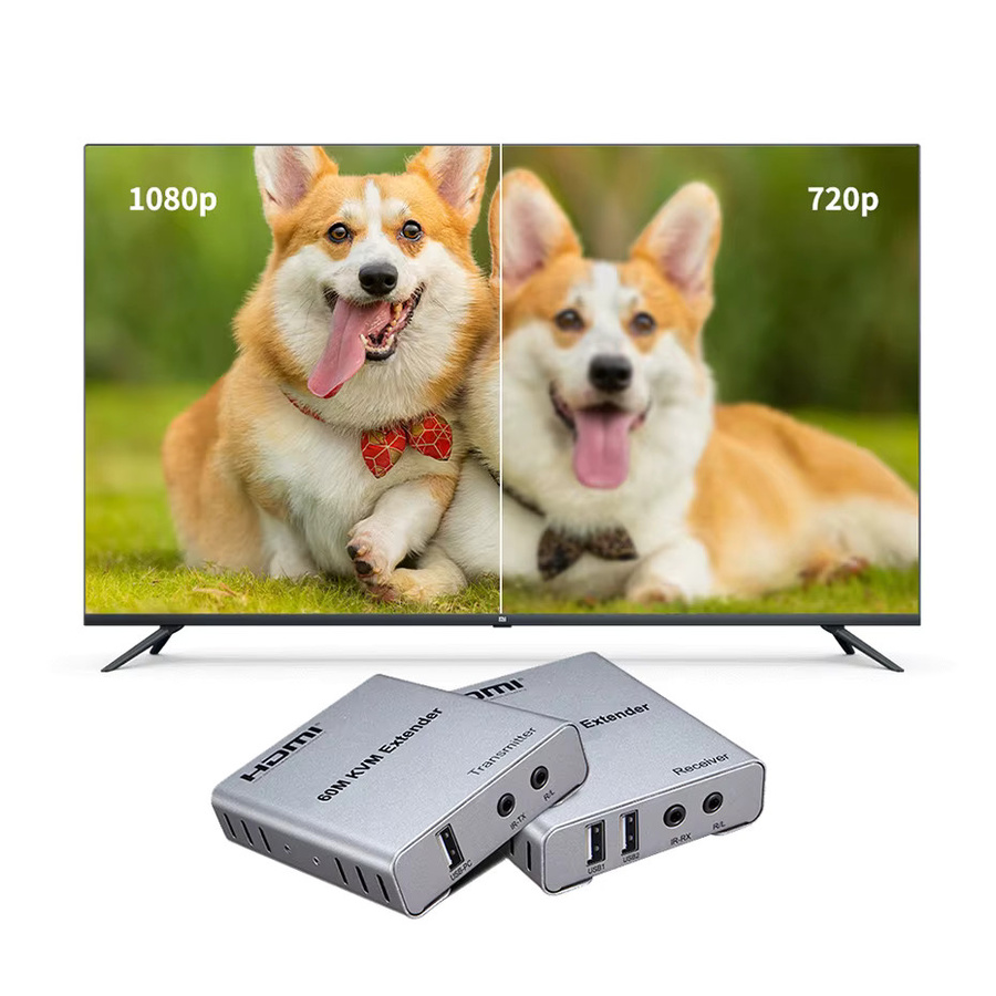 VBDWRM HDMI KVM Extender Kit in Silber für 1080P/4K Full HD über Cat5E/6 Kabel mit HDMI Loop und USB-Unterstützung - Bild 3