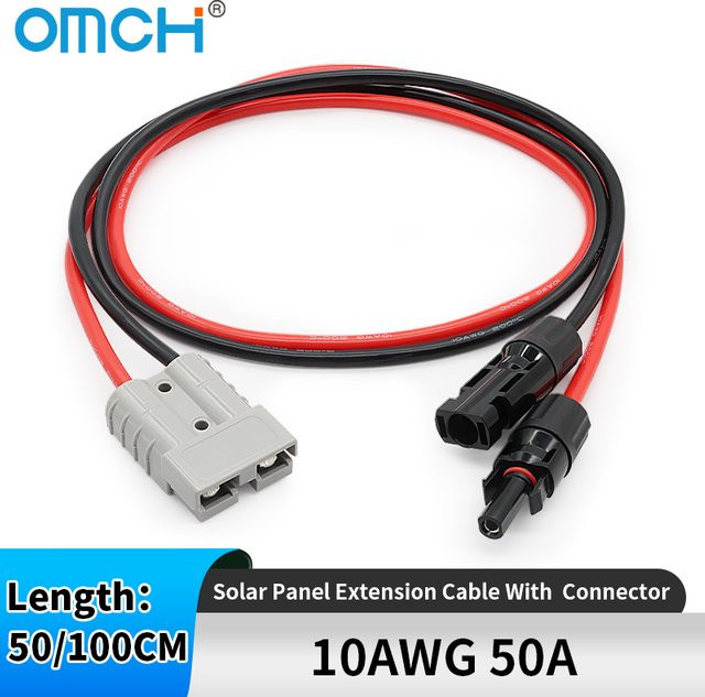 OMCH Solarpanel-Verlängerungskabel 6mm2 10AWG mit 50A-Stecker für Autobatterie und Solarpanel-Verbindung - Bild 1