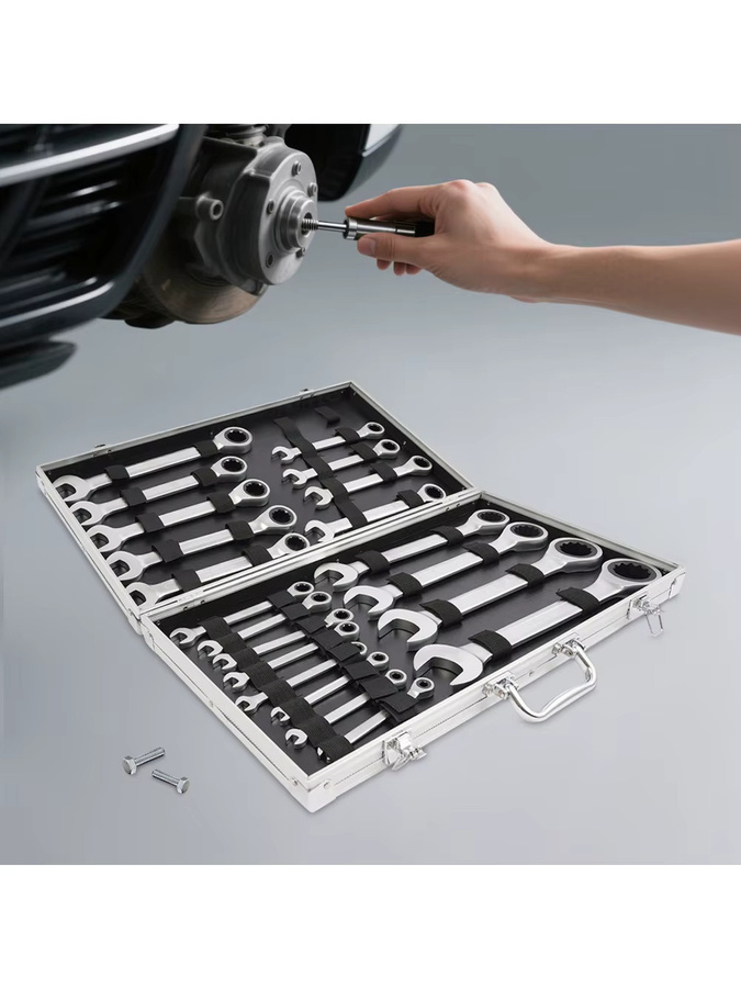 CNCEST 22-teiliges Ratschenschlüssel-Set mit Gabelschlüsseln von 6 bis 32 mm inklusive Organizer-Box - Bild 4