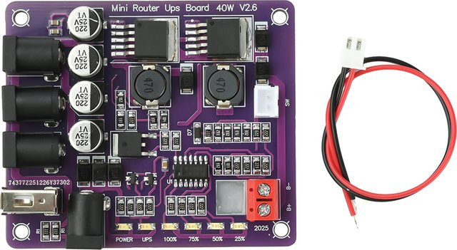 diymore 40W Akku-Ladeplatine mit 4 USB-Ports als Mini-Router-UPS-Strommodul in Lila - Bild 1