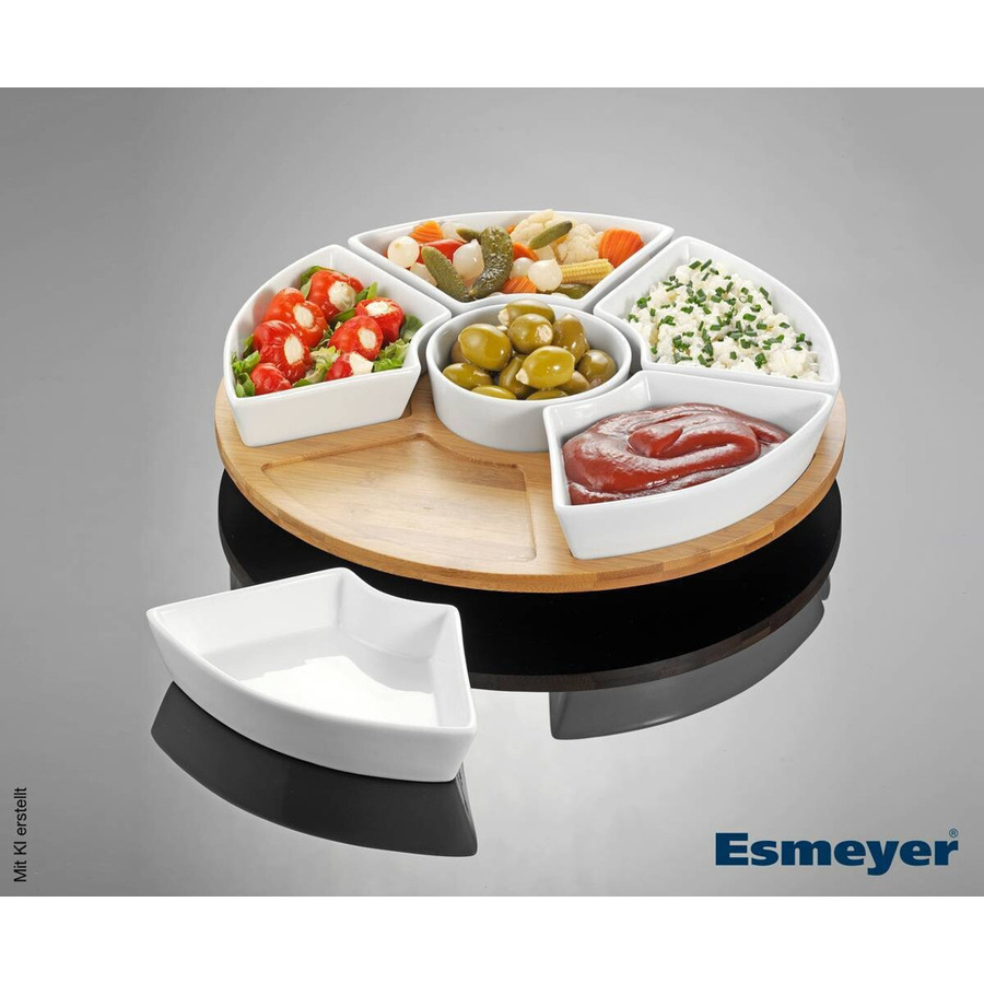 Esmeyer Servierset SUSAN aus Porzellan und Bambus, weiß, Durchmesser: 34,5 cm - Bild 2