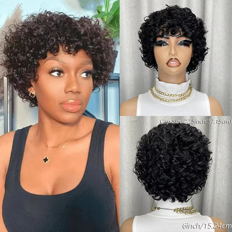 OYM HAIR Afro Puff Pixie Bob Perücke, 100 % Echthaar, Damen - Bild 2