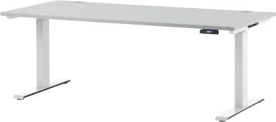 Schäfer Shop Genius Schreibtisch MODENA FLEX, elektrisch höhenverstellbar, Rechteck, T-Fuß, Breite: 180 cm, Tiefe: 80 cm, Farbe: lichtgrau/weiß - Bild 1