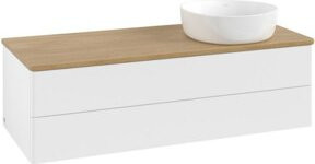 V&B Waschtischunterschrank Antao mit Beleuchtung, Farbe Weiß, Eiche Honig, B/T/H: 120 x 50 x 36 cm - Bild 1