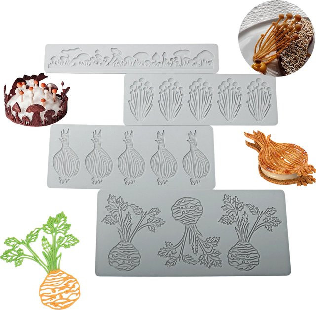SHENHONG Silikon Backform mit Blatt-Design für Schokolade und Dessert in Grau - Bild 1