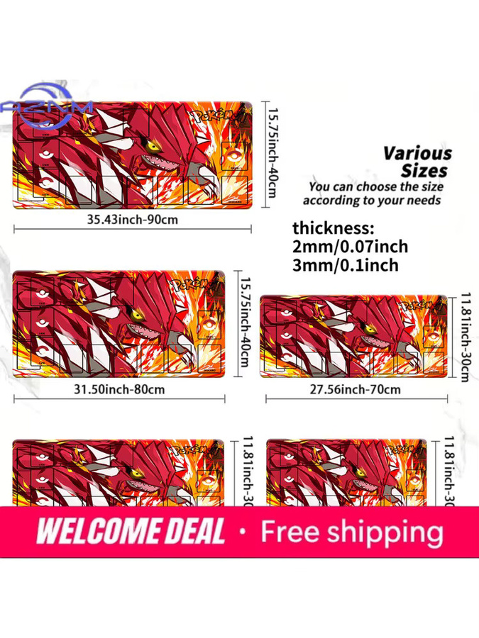 Potdemiel Pokemon TCG Spielmatte Groudon Red Flame Battle, rutschfestes Gaming-Mauspad, rot/mehrfarbig - Bild 6