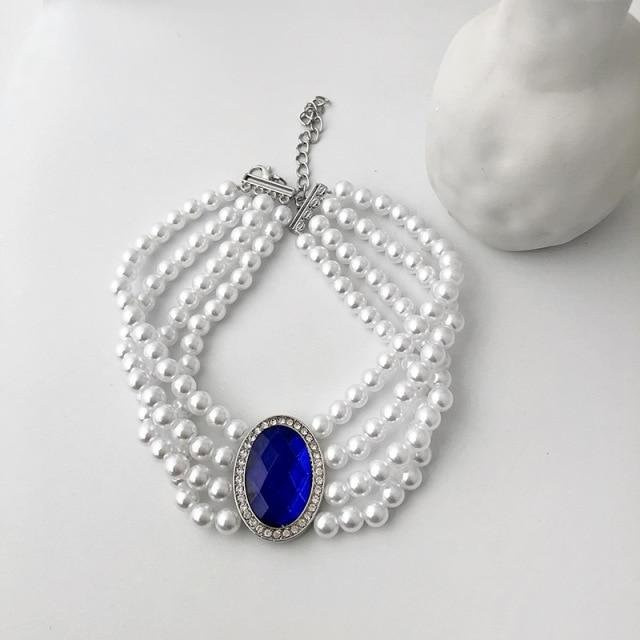 YIRAN Jewelry Halskette, 3 Schicht, Perle, Kristall, Messing, Weiß, Damen - Bild 1
