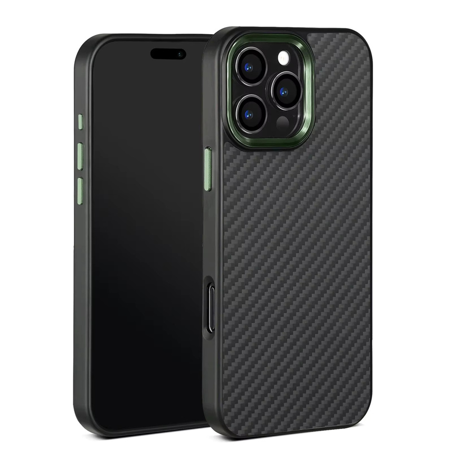 Stoßfeste iPhone Hülle mit Metallrahmen und 100 % Kohlefaser-Rüstung aus Aramidfaser für iPhone 16 Pro Max 15 14 13 12 11, kabelloses Laden, Schwarz/Silber - Bild 5