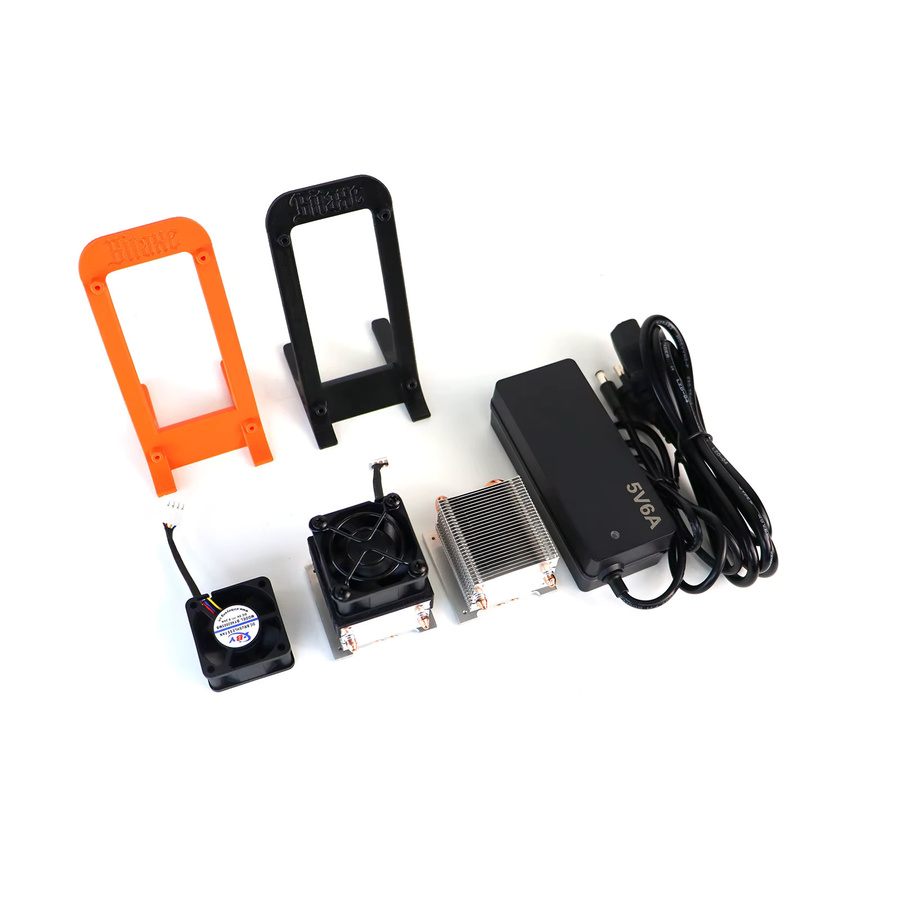 Lucky Miner Zubehör Set für Bitaxe Gamma 601 Mining-Maschine in Orange mit Lüfter, Kühlkörper, Netzteilen, Steckern und Halterungen - Bild 2