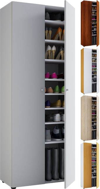 VCM Schuhschrank Vandol aus Holz in Weiss, B: 70 cm, H: 178 cm, T: 40 cm - Bild 1