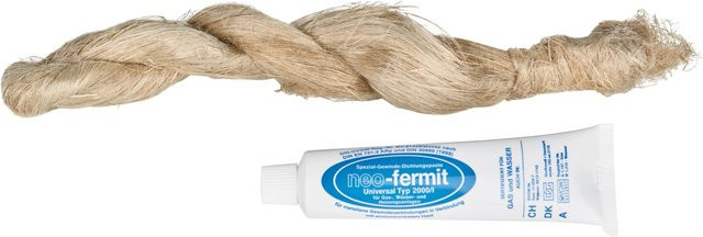 Fermit Dichtungsset mit Hanf und 1 Tube Fermit 90 g in Beige - Bild 1