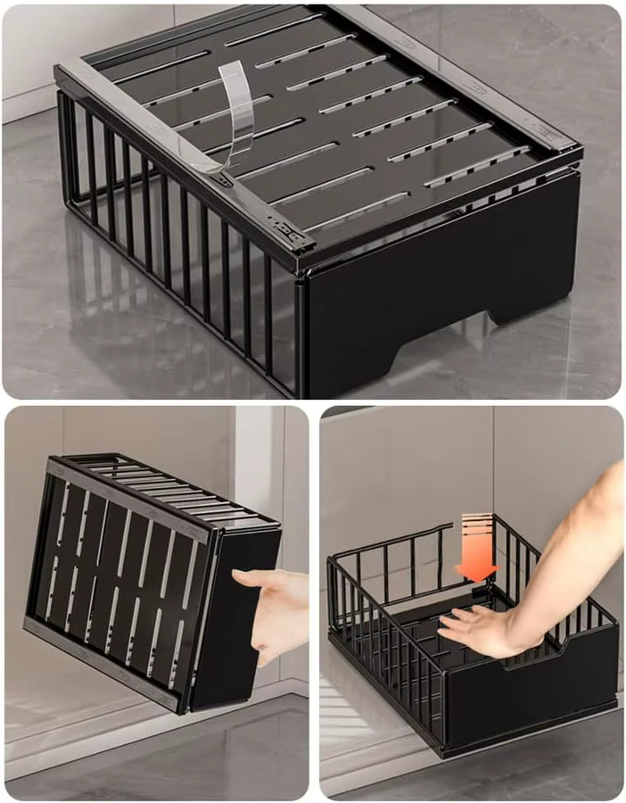 Garvee Metall Auszugsschrank-Organizer Schwarz, Ausziehbare Schublade für Küchen- und Badezimmerschränke, B/T/H: 40,0 x 30,0 x 11,0 cm - Bild 5