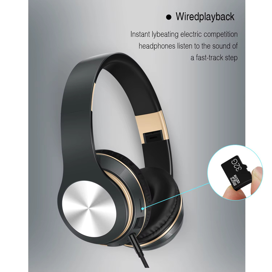 CATASSU Bluetooth Over-Ear Kopfhörer mit Geräuschunterdrückung und Mikrofon, faltbares kabelloses HIFI-Stereo-Gaming-Headset in Schwarz und Grau - Bild 3