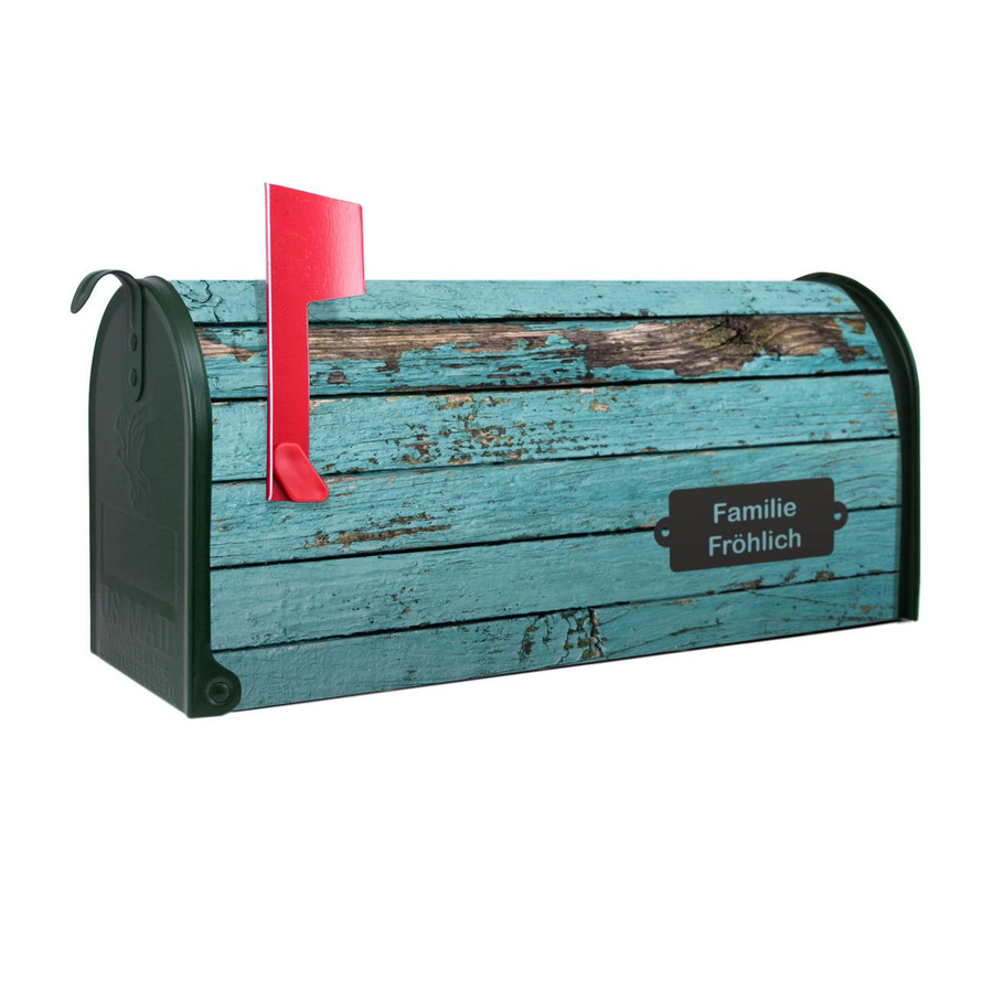 Amerikanischer Briefkasten von banjado in Grün mit roter Fahne, US Mailbox aus Stahl, B/H/T: 48,0 x 22,0 x 17,0 cm - Bild 1
